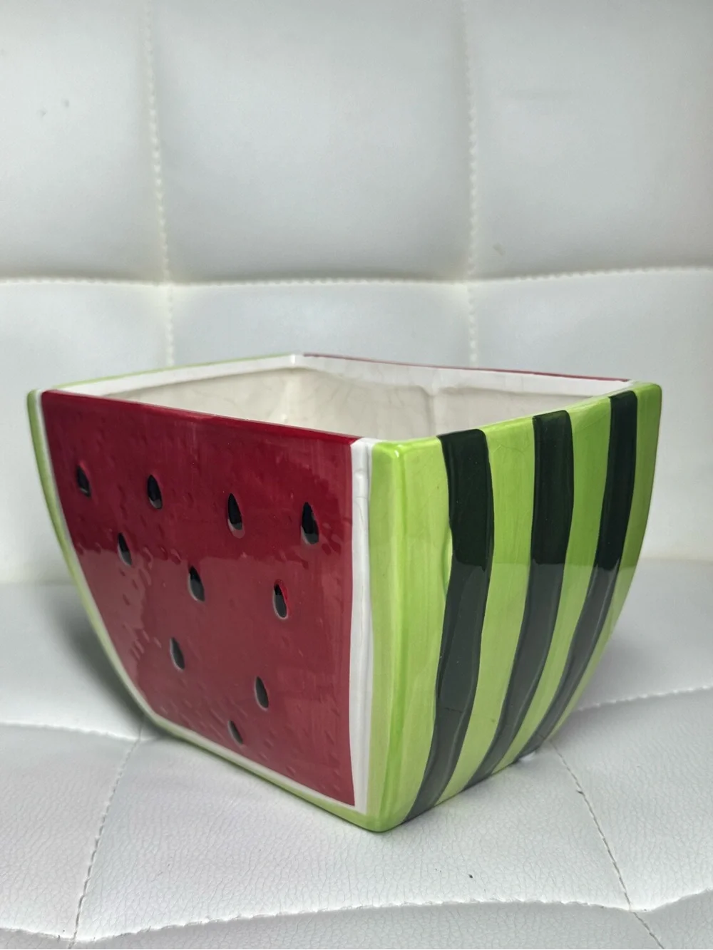 Playful Ceramic Watermelon Accent Vase - Red & Green